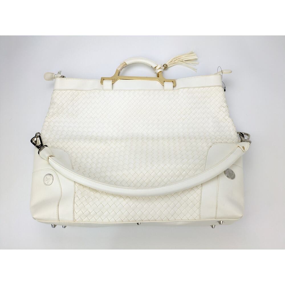 Joy Mangano Designer Luxe Drop Bag | White | NEW Tassel Woven